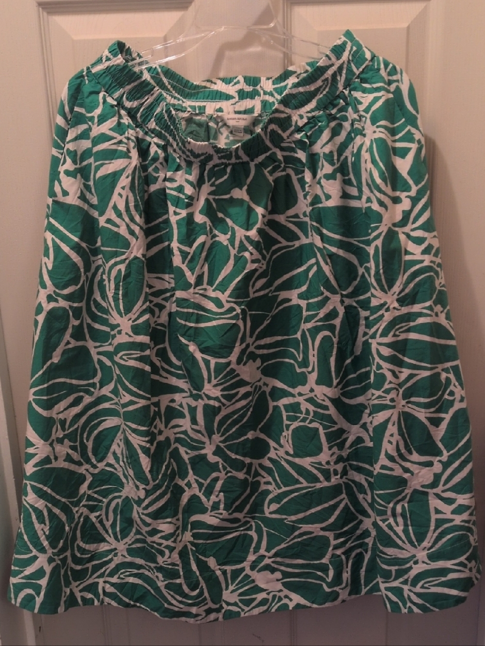 Banana Republic Kelly Green and White Tropical Print Skirt Sz M